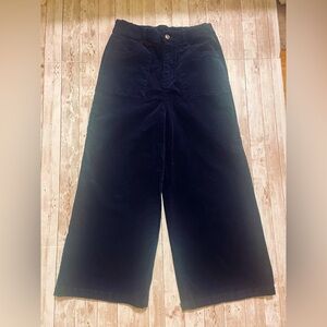 Forever 21 Contemporary Navy  Wide Leg Cropped  High Rise Velvet Style Pants